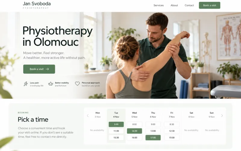 Physiotherapist website example